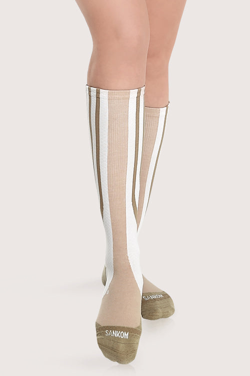 SANKOM PATENT ACTIVE COMPRESSION SOCKS - White & Beige