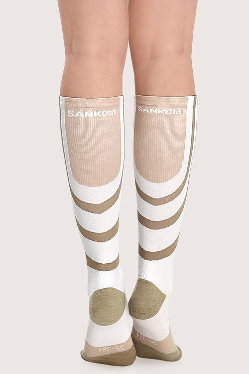 SANKOM PATENT ACTIVE COMPRESSION SOCKS - White & Beige