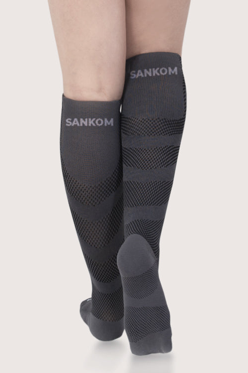 SANKOM PATENT ACTIVE COMPRESSION LIGHT SOCKS ABOVE THE KNEE - GREY