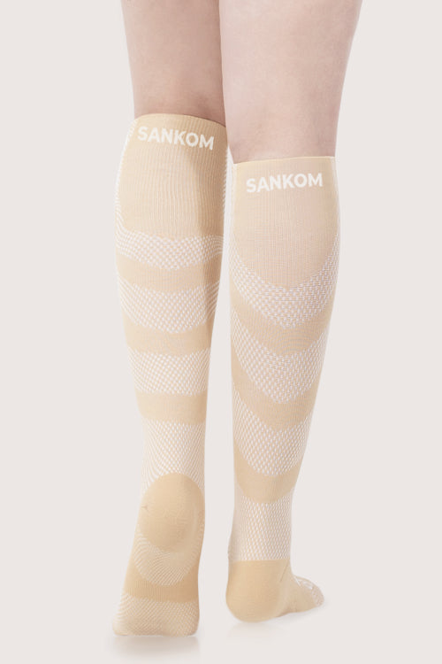 SANKOM PATENT ACTIVE COMPRESSION LIGHT SOCKS ABOVE THE KNEE - BEIGE
