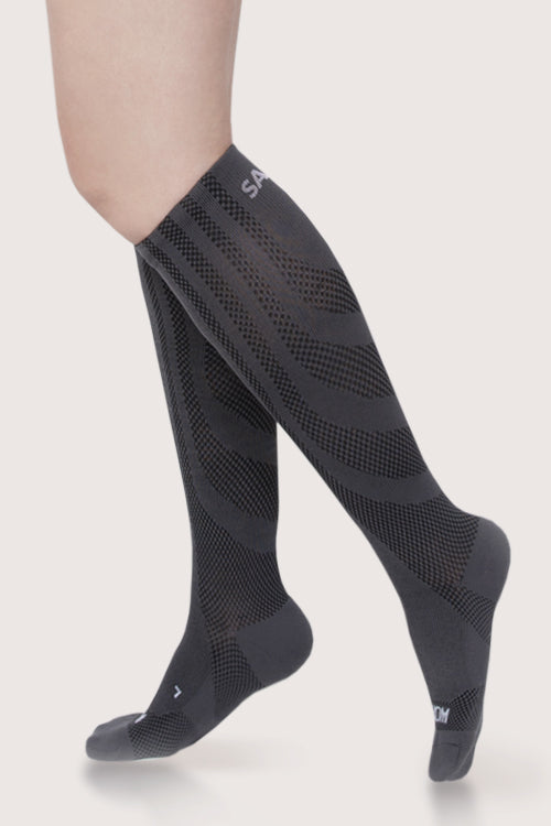 SANKOM PATENT ACTIVE COMPRESSION LIGHT SOCKS ABOVE THE KNEE - GREY